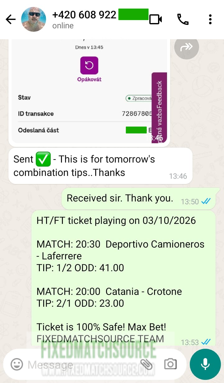 Double Fixed HT/FT Matches 03.10.2026