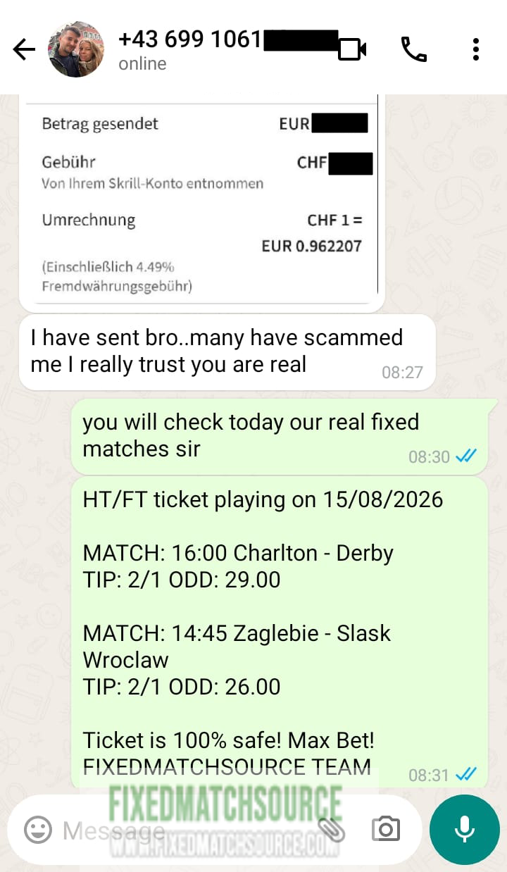 Double Fixed HT/FT Matches 15.08.2026